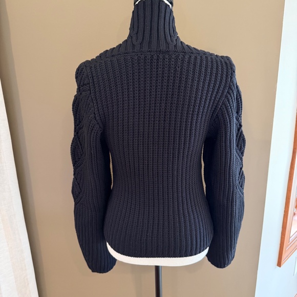 Express Chunky Knit Ribbed Long Sleeve Designed Poof Sleeve Sweater, Size Medium - Picture 5 of 13